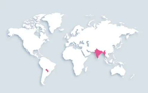 World map showing distribution
