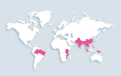 World map showing distribution
