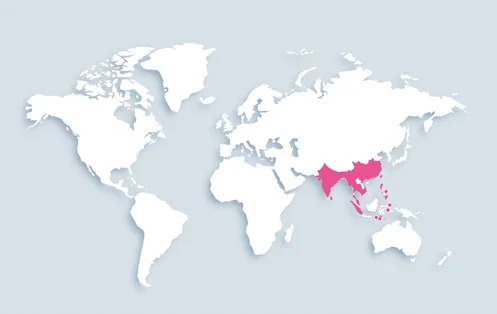 World map showing distribution