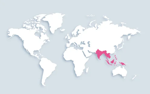 World map showing distribution