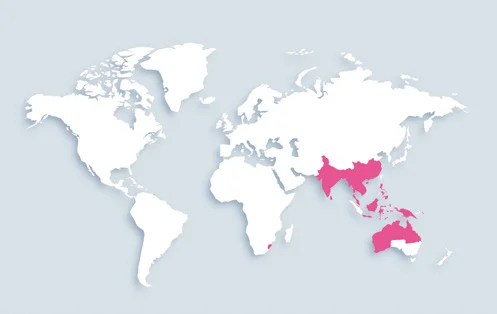 World map showing distribution