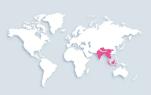 World map showing distribution
