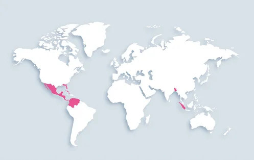 World map showing distribution