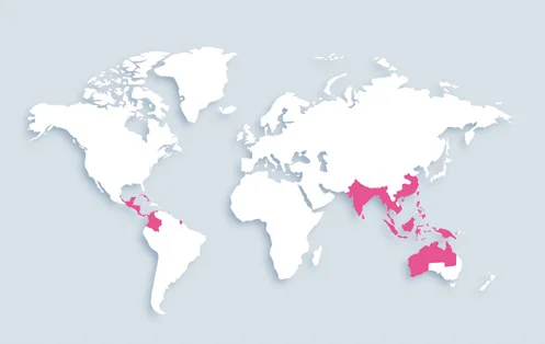 World map showing distribution