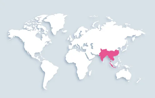 World map showing distribution