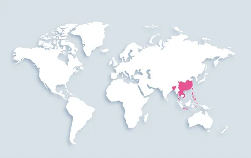 World map showing distribution