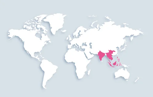 World map showing distribution
