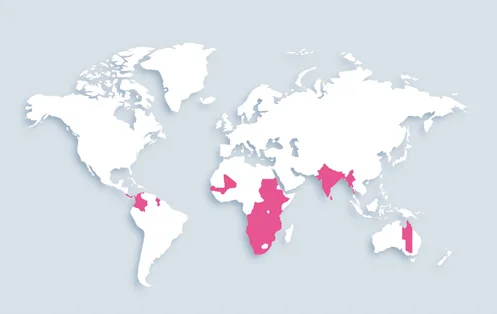World map showing distribution
