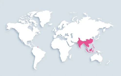 World map showing distribution