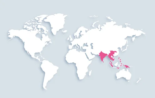 World map showing distribution