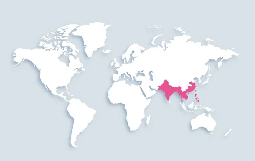 World map showing distribution