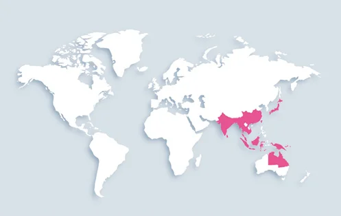 World map showing distribution