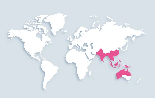 World map showing distribution