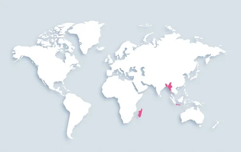 World map showing distribution