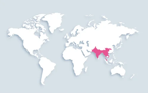 World map showing distribution