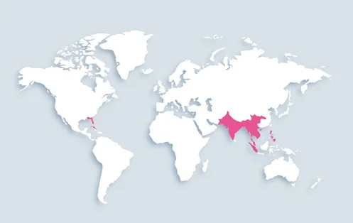 World map showing distribution
