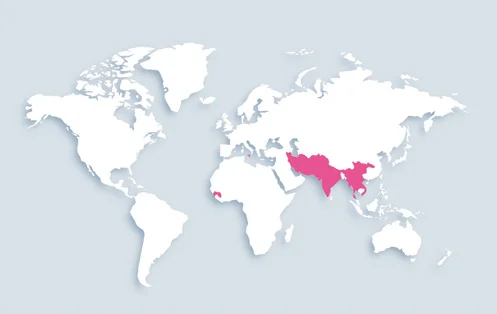 World map showing distribution