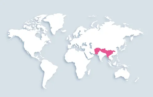 World map showing distribution