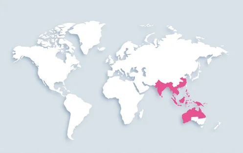 World map showing distribution