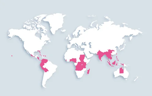 World map showing distribution