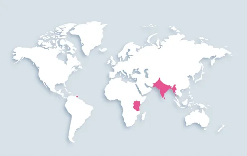 World map showing distribution