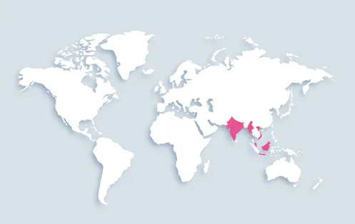 World map showing distribution