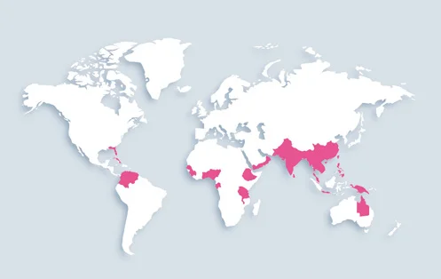 World map showing distribution