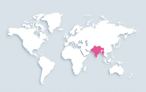 World map showing distribution