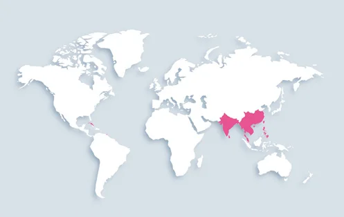 World map showing distribution