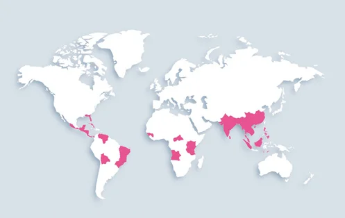 World map showing distribution