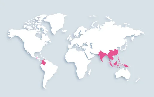 World map showing distribution