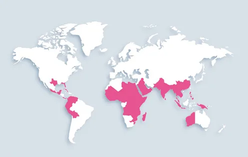 World map showing distribution