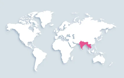 World map showing distribution