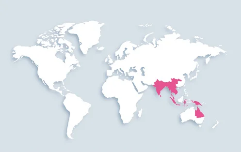 World map showing distribution