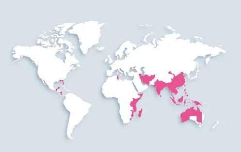World map showing distribution