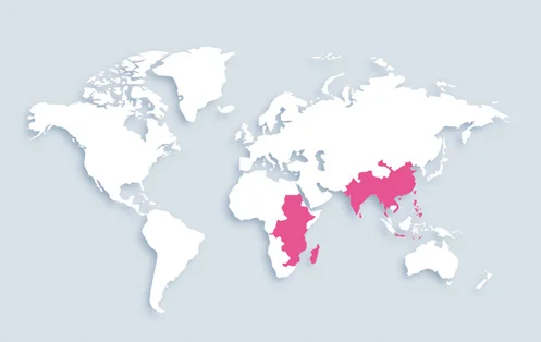 World map showing distribution